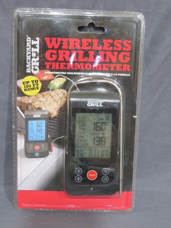New Sealed Backyard Grill Wireless Grilling Thermometer 100 Ft