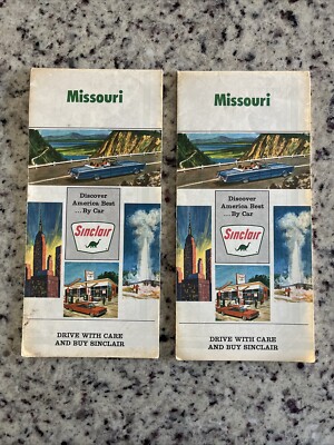 2- Vintage 1966 Sinclair Gas Travel Maps Missouri MO Roadmaps