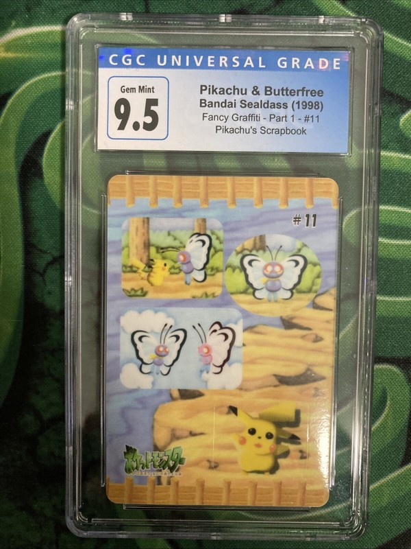 CGC 9.5 Pikachu & Butterfree Bandai Sealdass 1998 Fancy Graffiti