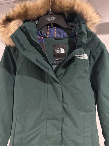 Pre-owned The North Face Arctic Parka Jacket Women Ponderosa Green Nylon Full Zip
