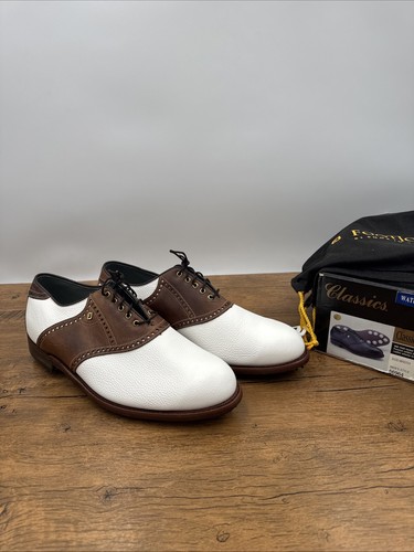 NEW Footjoy Classics Dry Mens Golf Shoes White Pebble Brown