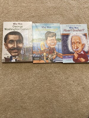Set of 3 -Who Was Books: George Washington Carver, John Kennedy, Albert Einstein