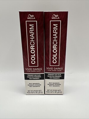 Wella ColorCharm Vivid Darks Permanent Hair Color Muy Magenta 2 Pack