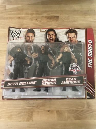PACK DE 3 WWE EL ESCUDO REINADOS ROMANOS SETH ROLLINS DECANO AMBROSE KMART FIGURA EXCLUSIVA PACK DE 3 WWE EL ESCUDO REINADOS ROMANOS SETH ROLLINS DECANO AMBROSE KMART FIGURA EXCLUSIVA