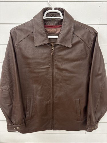 ジャケット・アウター ST. JOHNS BAY leather jacket 90s St Johns Bay Black Leather Jacket, Zip Up, Collared and