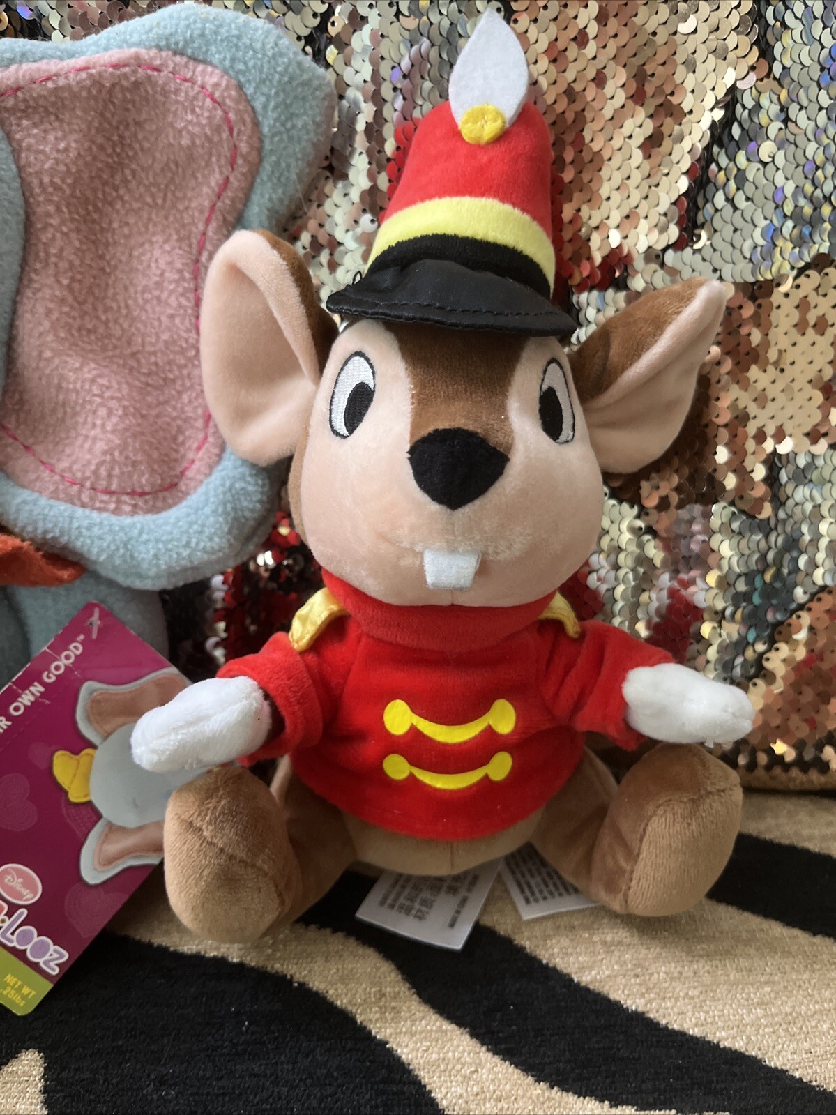 Set Of 2 - Pook-a-Looz Disney DUMBO The Elephant Plush 12"  Timothy Q. Mouse 9”