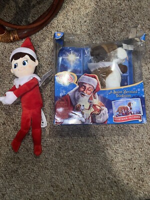 Elf On A Shelf Plushee Pal Elf pet Saint Bernard Christmas Figure Dog