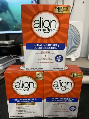 Align Probiotic Bloating and Gas Relief and Food Digestion - 28 Caps Lot Of 3  