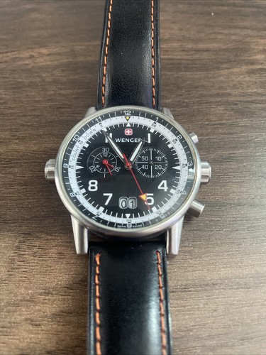 Rare Wenger Commando 7084X Chronograph Date Black Dial Men's