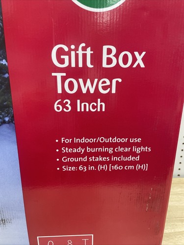 Winter Wonder Lane Gift Box Tower 63” Christmas Yard Decor 450 Lights BEAUTIFUL!