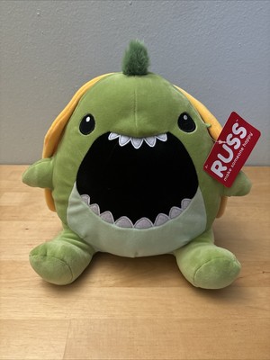 Russ Jazwares Turtle Plush Jawsome Green Blue Yellow 10  Seated Teeth Kelly Toys