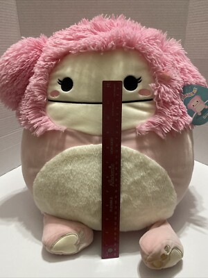 Squishmallows Brina 16  NWT FUZZY BELLY Pink Bigfoot Yeti Squishmallow Plush