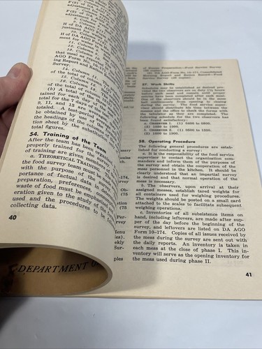 1948 Food Service Supervision Training Book US Army Military Booklet Mess KP