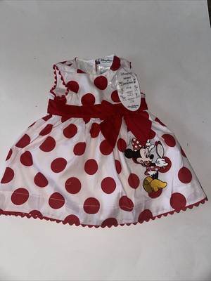 Disney Parks Minnie Mouse Tutu Dress Red White Polka Size 3 Month 