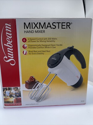 Sunbeam 2524 200-Watt 6-Speed Hand Mixer White with Black Accents