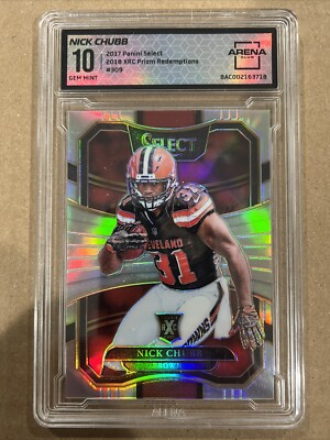 Nick Chubb 2017 Select XRC Silver Prizm Redemption #309 ARENA 10 2018 Browns RC