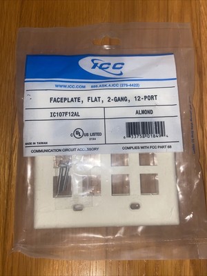 Icc IC107F12AL 2-Gang 12-Port Face Plate - ALMOND