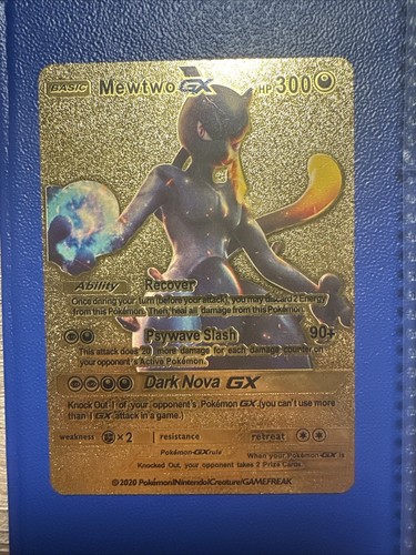 東方神起　THE GOLD MISSION1・2　MISSION CARD Mewtwo & Mew GX UR 222/173 Gold Rare SM12a - Pokemon Card