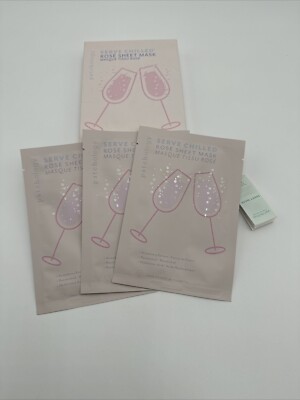 NEW Patchology Rose Sheet Mask Pack Of Three Serve Chilled Strawberry Extract