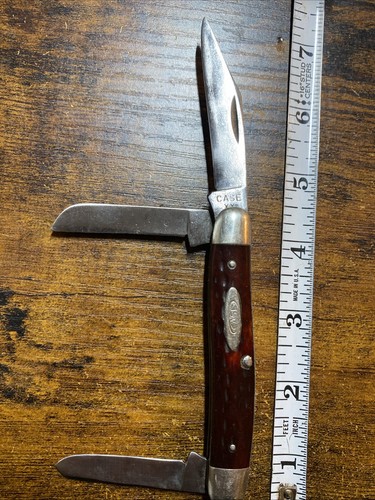 RARE VINTAGE 1940-64 CASE XX STOCKMAN KNIFE 6347 HP w/Bone Scales
