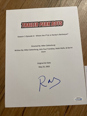 RANDY TRAILER PARK BOYS SIGNED AUTOGRAPHED MOVIE SCRIPT ACOA COA PATRICK ROACH