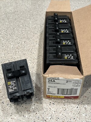 Square D HOM225 (5 PACK) 2P 25A Amp 120/240V Circuit Breaker LOT OF 5 NEW IN BOX