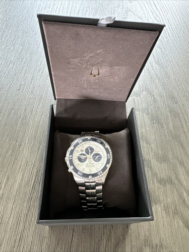 Pre-owned Bulova Marine Star Chronograph Stainless Steel Quartz Men's Watch 98b423