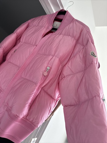 Pre-owned Moncler Merlat Puffer Bomber Jacket Pink Size 2