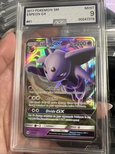 2017 Pokemon Sun & Moon Espeon GX #61/149 Graded AGS 9 MINT | eBay