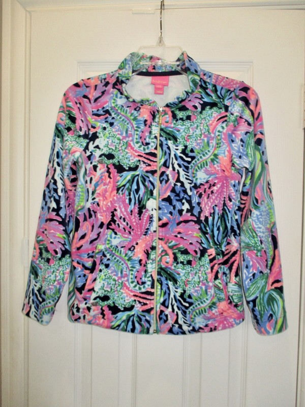 Lilly Pulitzer XL 12-14 Jayla Jacket Velour Zip Up Girls Extra Large
