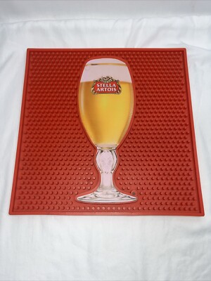 STELLA ARTOIS Beer Bar Mat Heavy Rubber Commercial Coaster Red 12''x12'' LNC