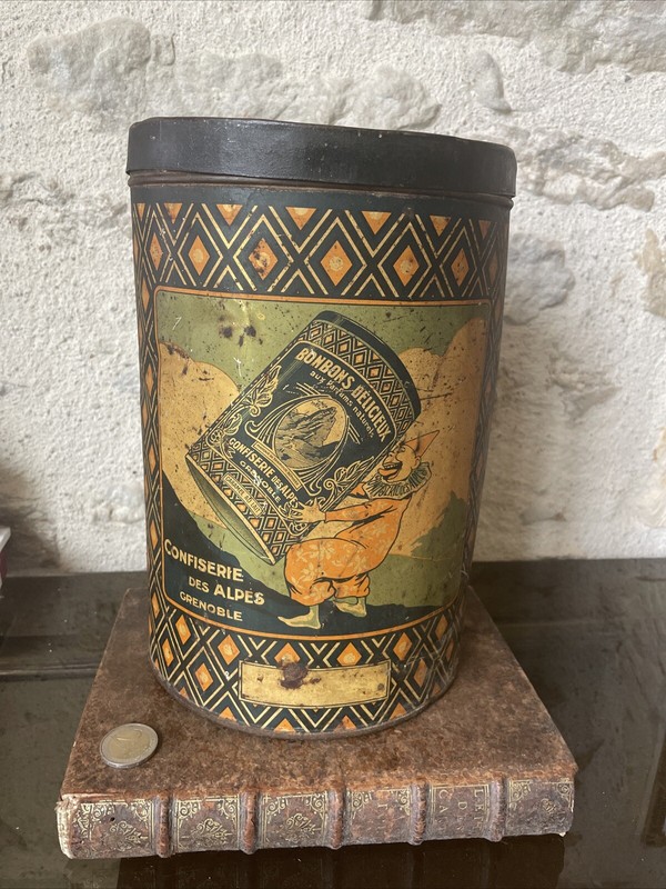 Confiseries Des Alpes- Grenoble-Grande Boite Ancienne LithographiÃ© 26,5 Cm PÃTes