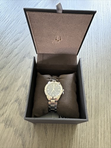 Pre-owned Bulova Sutton 96r243 Blue Dial Stainless Steel Women's Watch