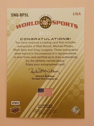 Michael Phelps Louganis Spitz Biondi Signed Rare Olympic Autograph 2010 UD Card
