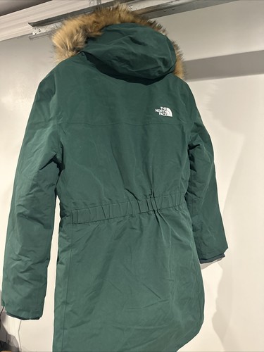 Pre-owned The North Face Arctic Parka Jacket Women Ponderosa Green Nylon Full Zip