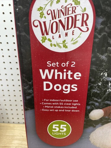 Winter Wonder Lane White Light Up Christmas Dogs Set of 2 NEW