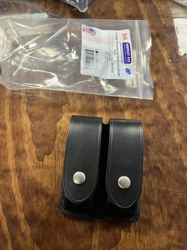 New Perfect Fit Black Leather Closed Top Double Mag Pouch Multiple styles 4879