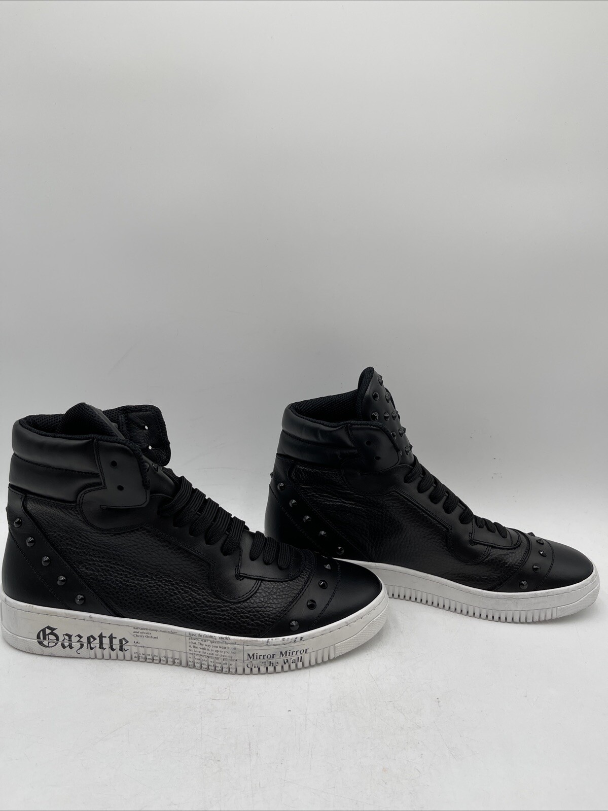 John Galliano Leather Studded Accents Sneakers Black Size 42