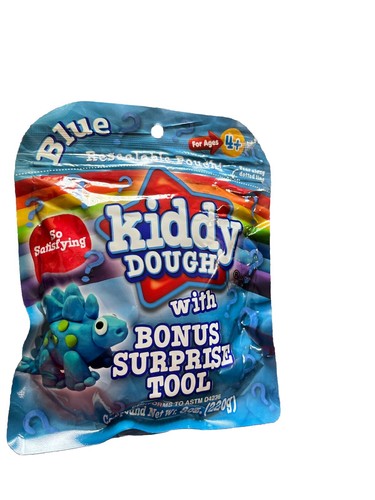 Kiddy Dough Play Pouch 8 Ounce. Color Blue Surprise Tool