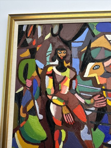 Jo Cain PAINTING ABSTRACT CUBISM WPA ARTIST FAMOUS REGIONALISM FARM MID CENTURY