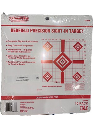 Champion Target Paper Redfield Style Sight-In 16''X16'' 10/Pk 47388