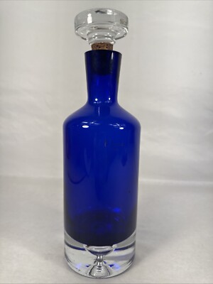 VTG. COBALT BLUE, ULTIMAT, VOTKA/LIQUOR DECANTER BOTTLE 11''H WITH STOPPER