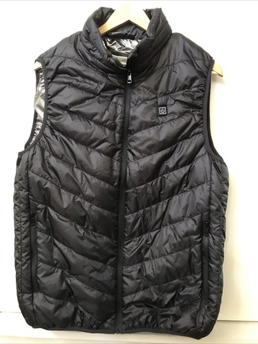 Changeown Mens Puffer Vest Black Lined Mock Neck Pockets