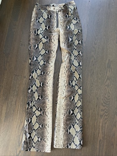パンツ A&G snake skin reather pants Saige Snake Skin Effect Leather Pants NATURAL WHITE