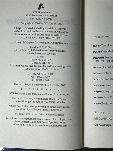 Jeff Gordon : Racing Back to the Front-My Memoir by Jeff Gordon  1st Ed. 1st Pr.