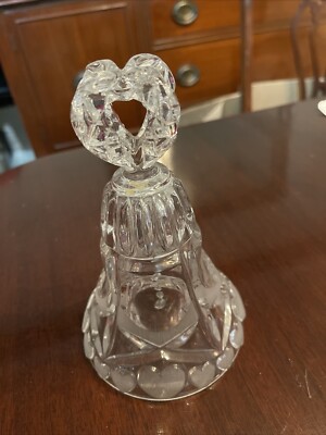 Vintage Bleikristall Lead Crystal Frosted Hearts dinner Bell, Western Germany