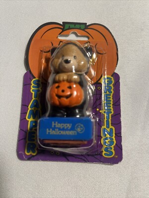 1994 Halloween Themed Rubber Stamp Pumpkin Spider Web Cat