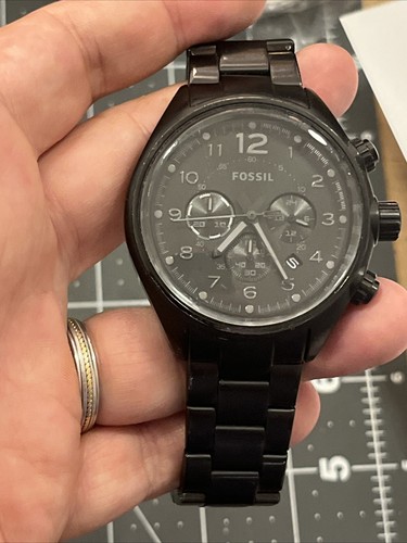 豪奢な Fossil Flight Chronograph Watch Men 47mm Black Out Date 100M 洋書