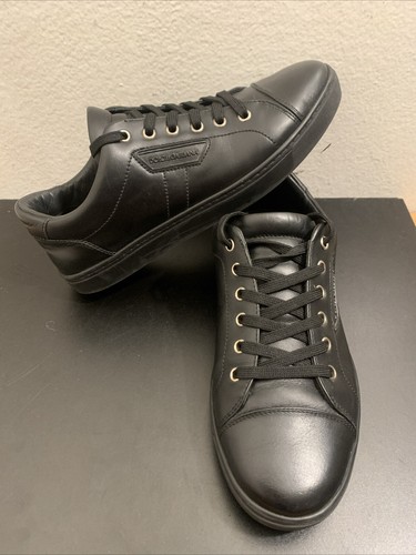 Dolce & Gabbana CS 1326 Black Leather London Sneakers Men