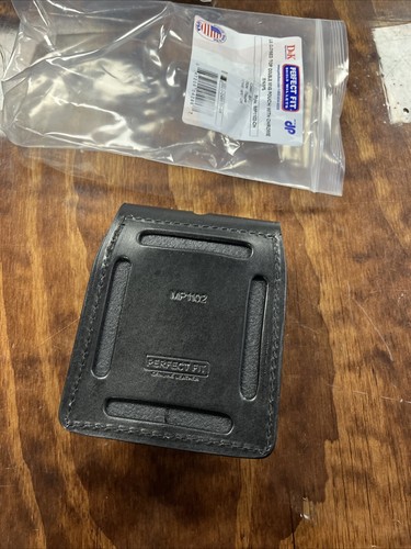 New Perfect Fit Black Leather Closed Top Double Mag Pouch Multiple styles 4879